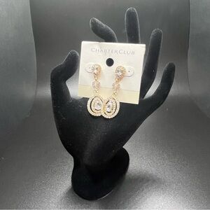 Charter Club Gold Tone Crystal Teardrop Dangle Earrings